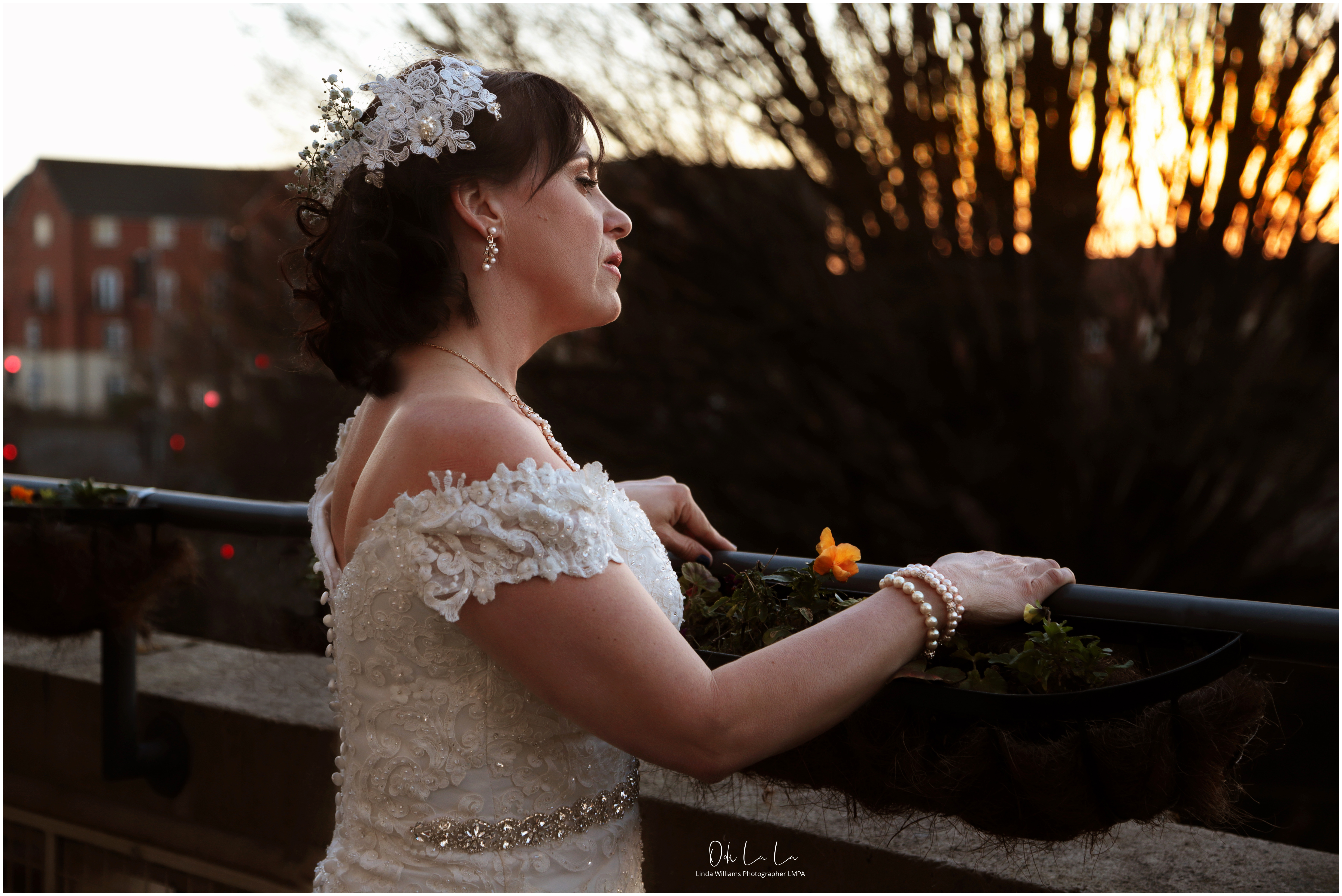 bride in the sunset