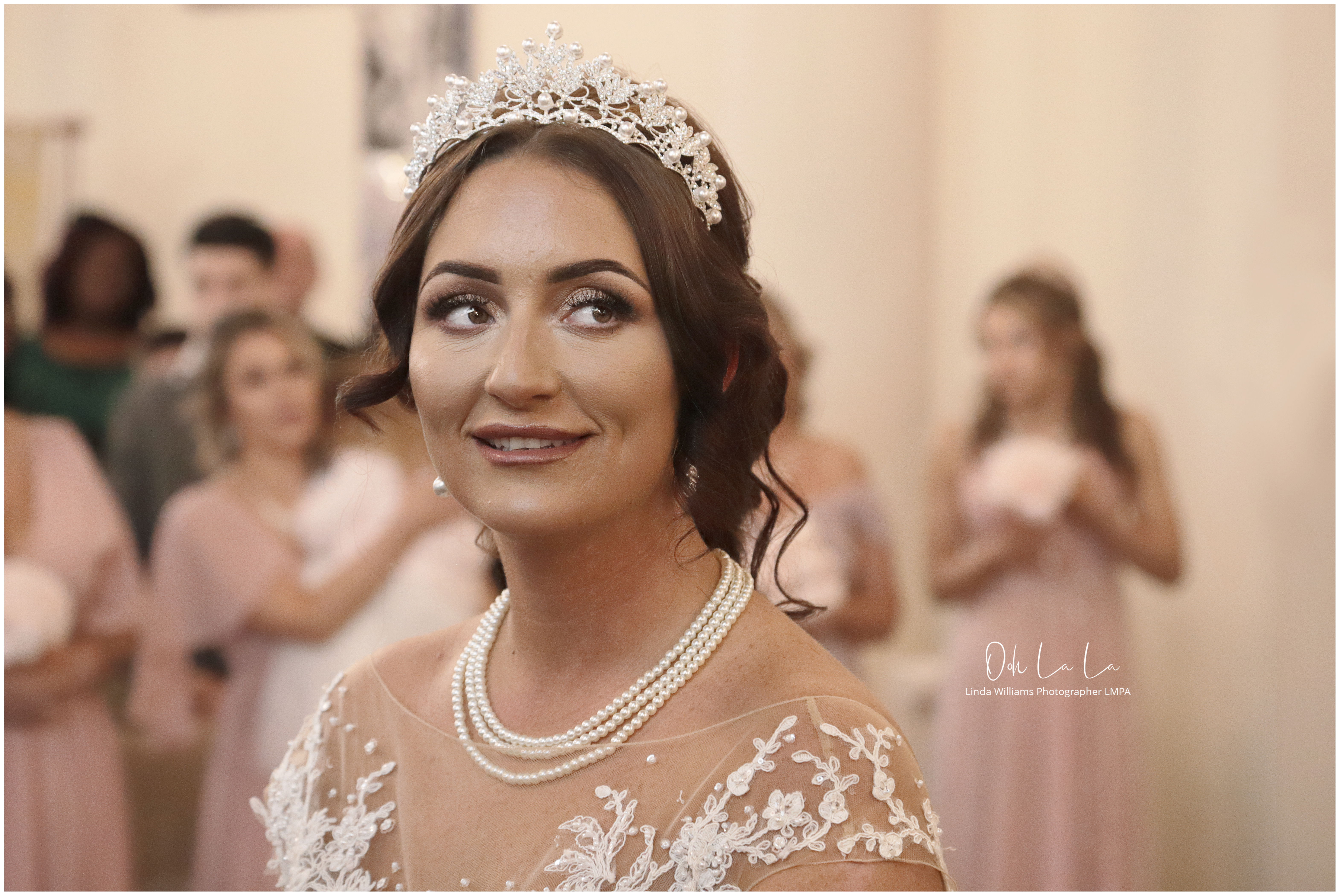 bride smiling at the altar