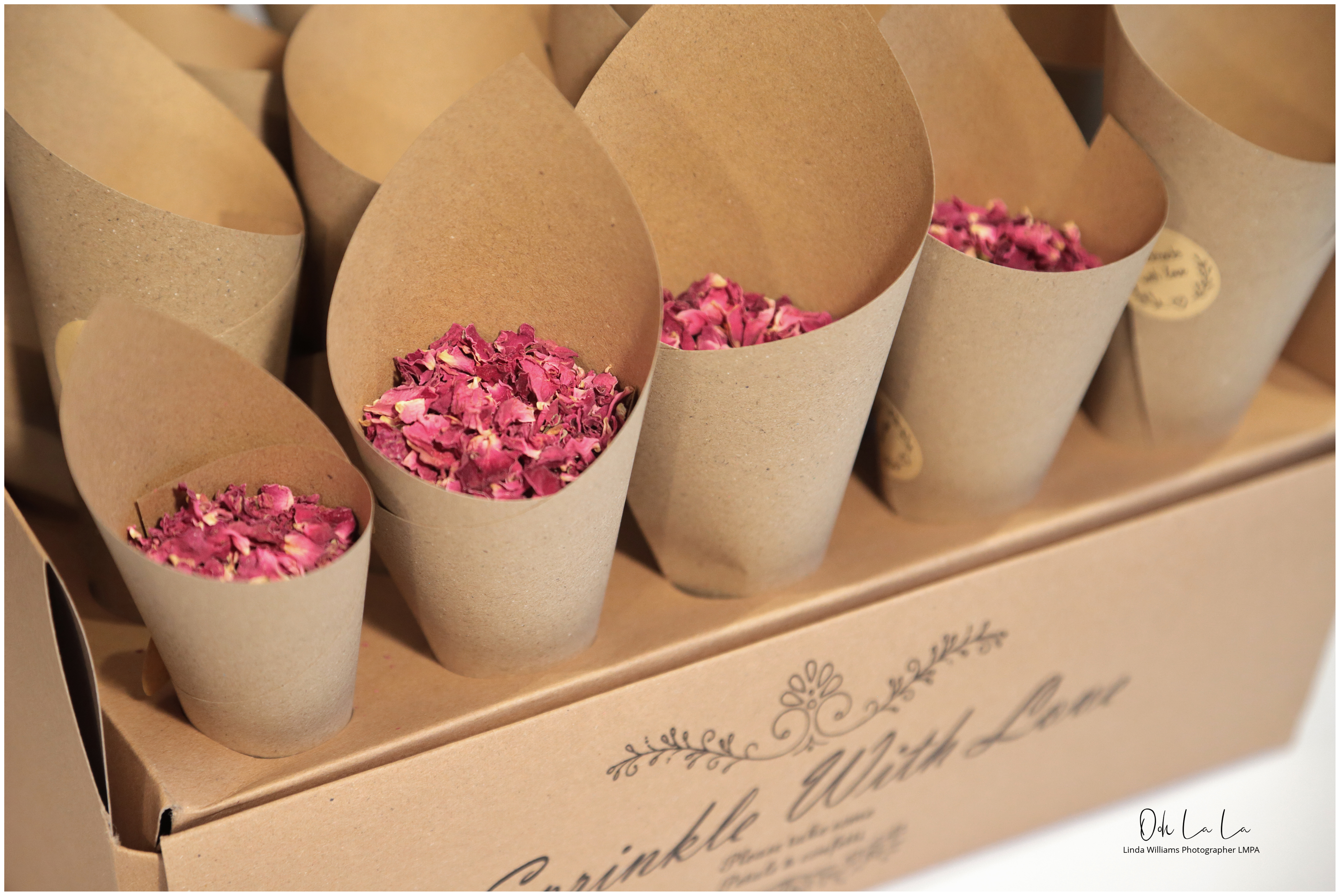 confetti in paper holders sprinkle with love